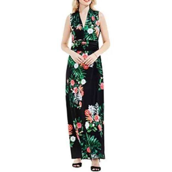 Vince Camuto Dresses & Skirts - VINCE CAMUTO Havana Brights Black Floral Maxi Dress Women’s 1X